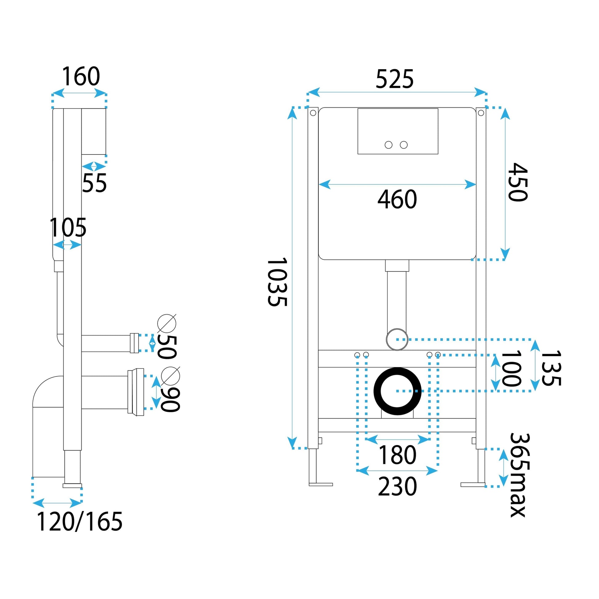 Cadru Wc Încastrat Rea Cu Buton T Brush Gold  9