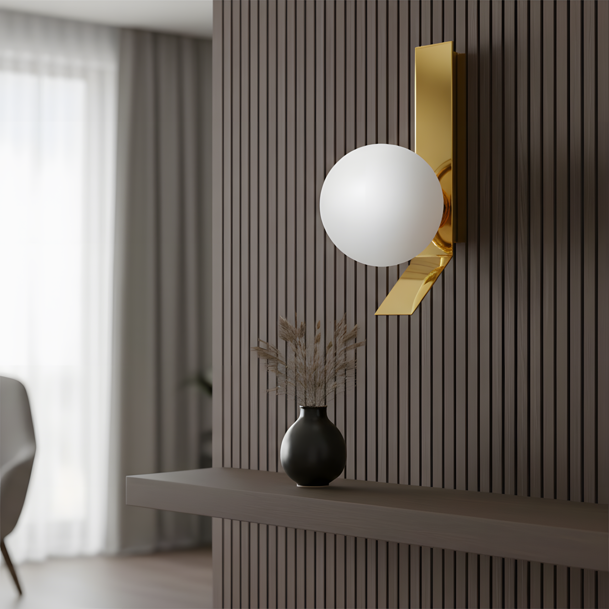 APP1758-1W Aplică De Perete Aurie/albă Periată  6