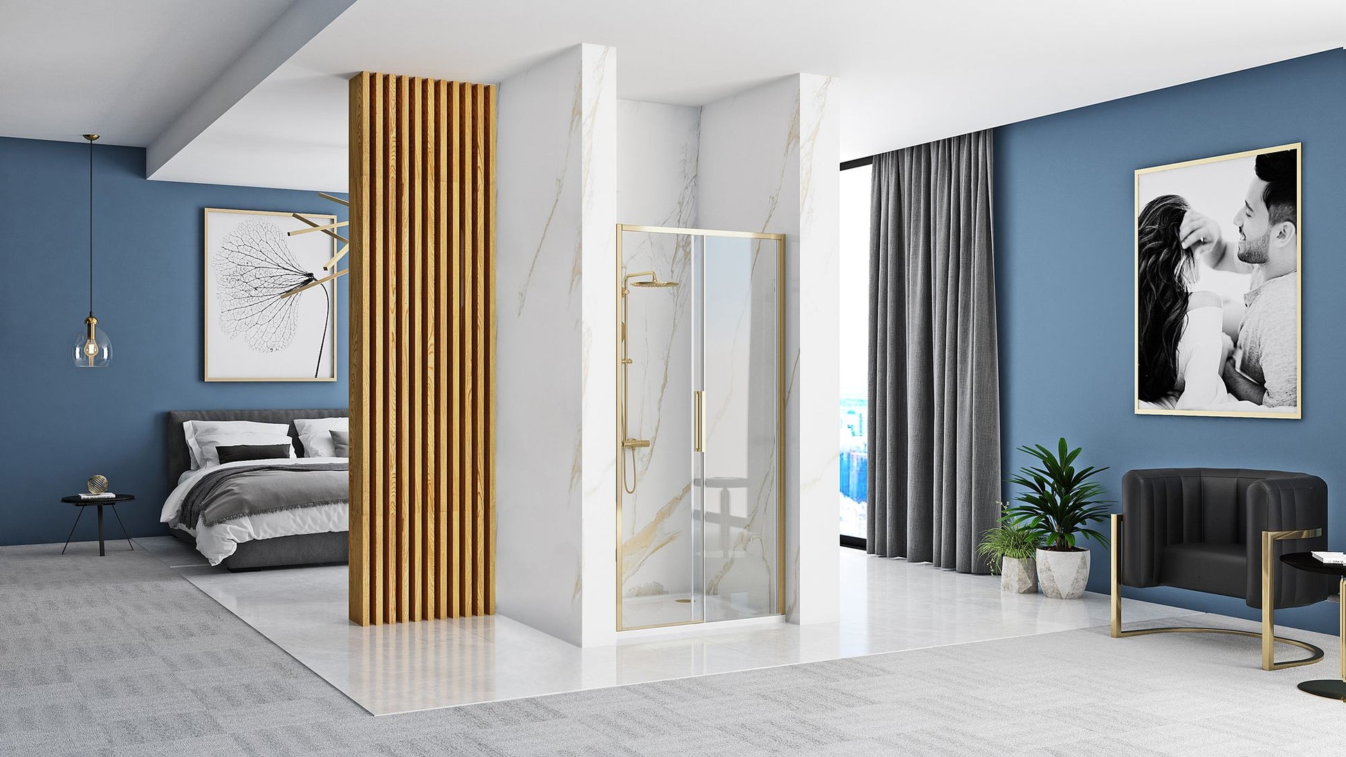 Ușă de duș culisanta REA Rapid Slide 120 Gold  2