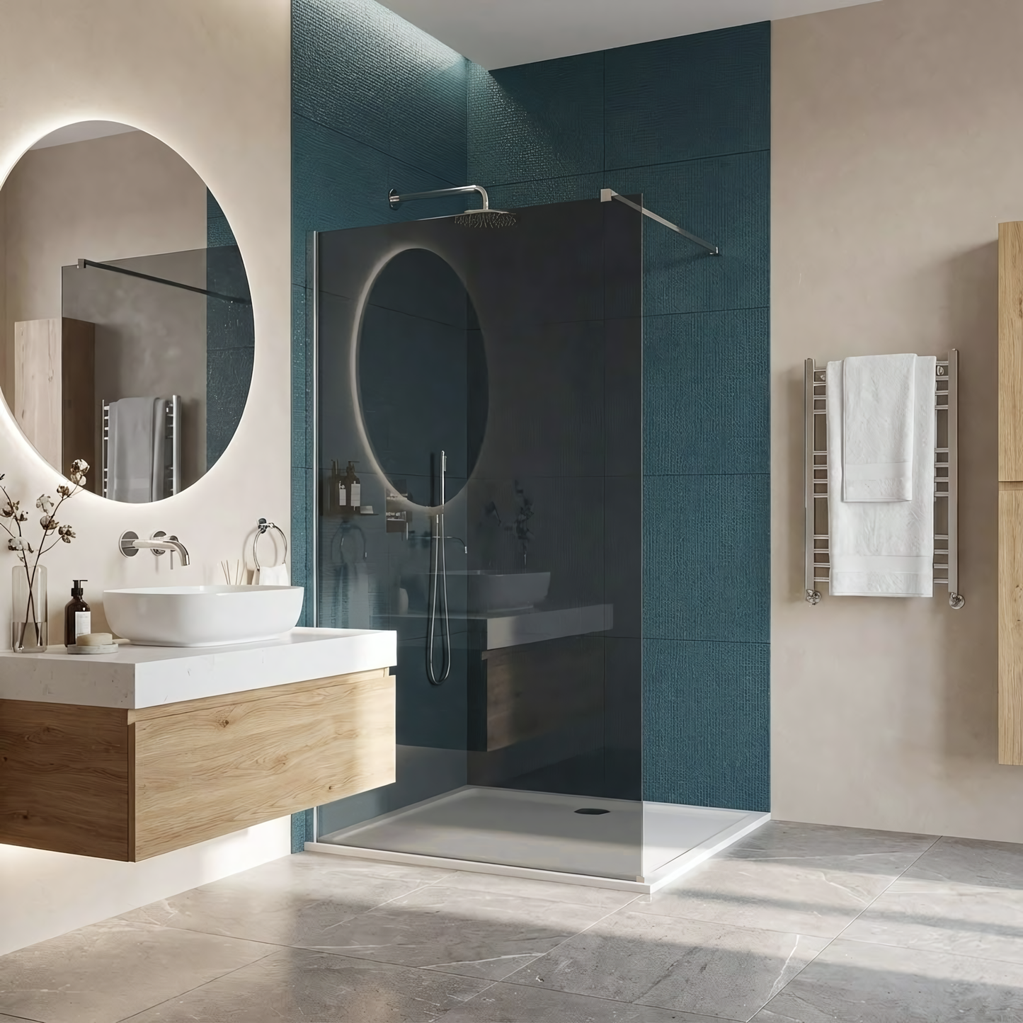 Paravan de dus Rea Flexi Grey / Chrome 120  2