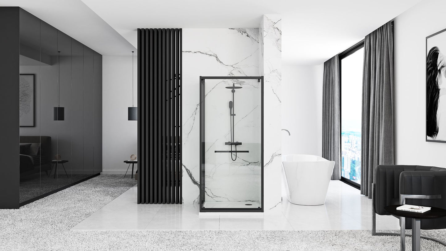 Cabina de dus Rea Space In Black 90x90 cu cadita Savoy 2
