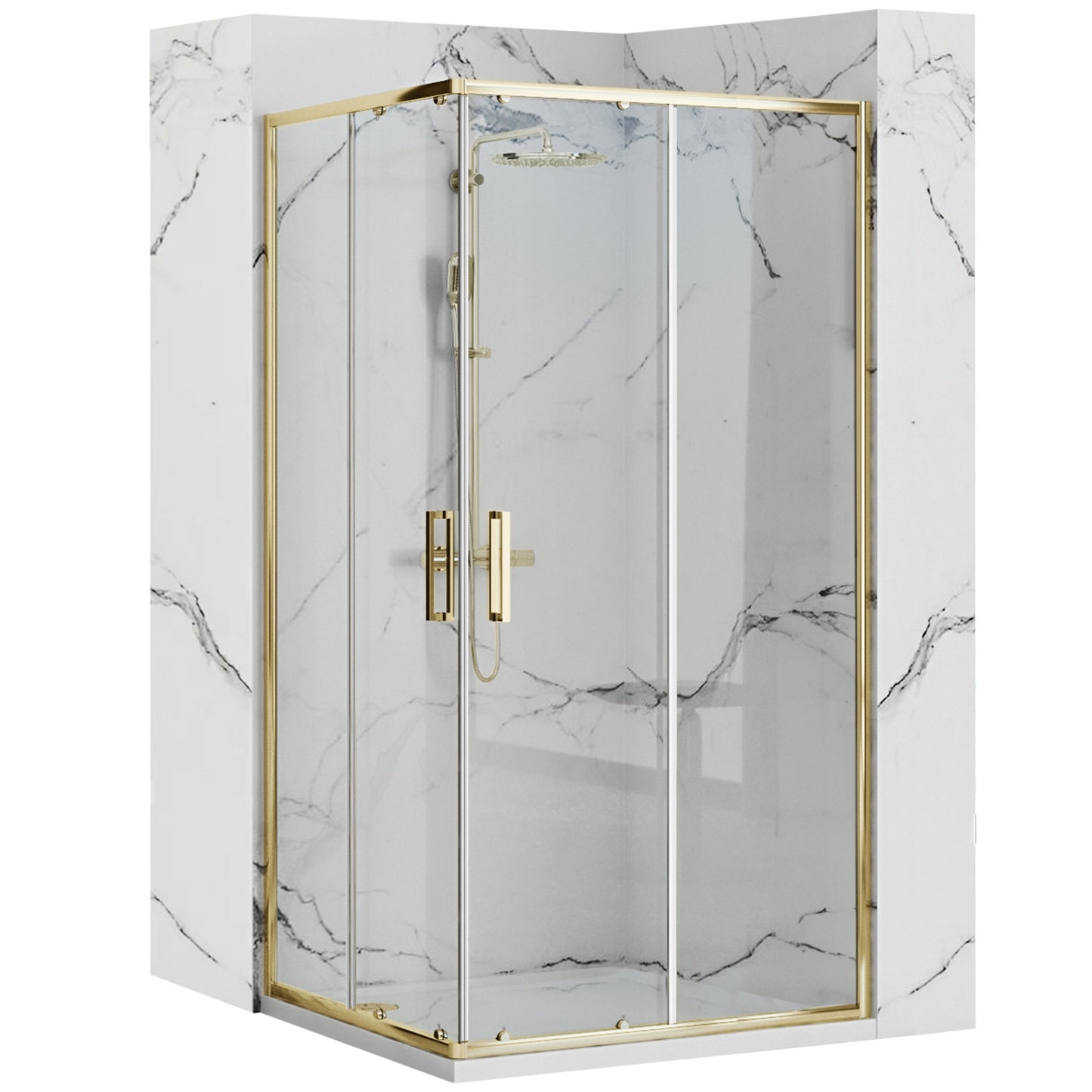 Cabină De Duș Rea Punto 80x100 Cm Gold cu cadita Savoy 1