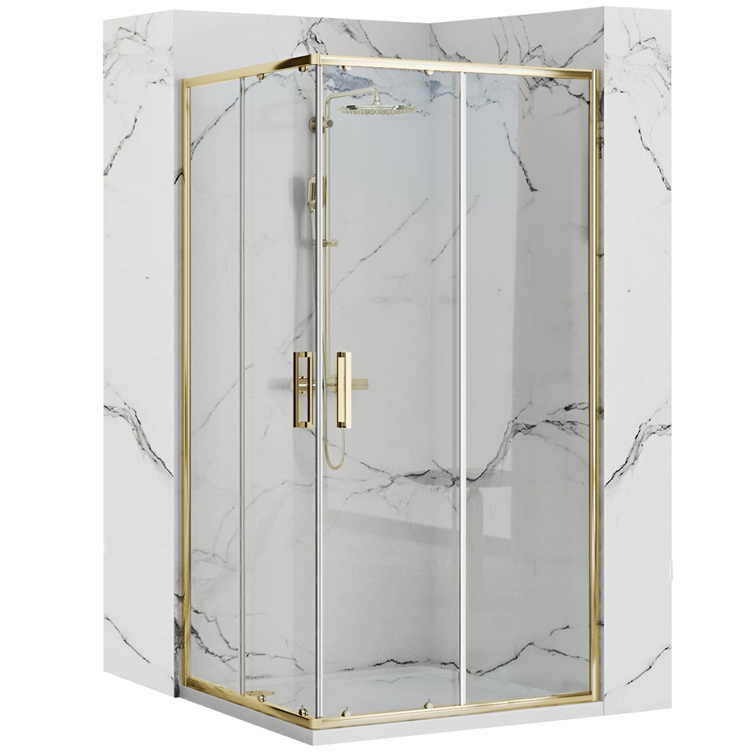 Cabină De Duș Rea Punto 80x100 Cm Gold cu cadita Savoy 1