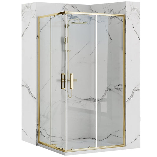 Cabină De Duș Rea Punto 80x100 Cm Gold cu cadita Savoy 1