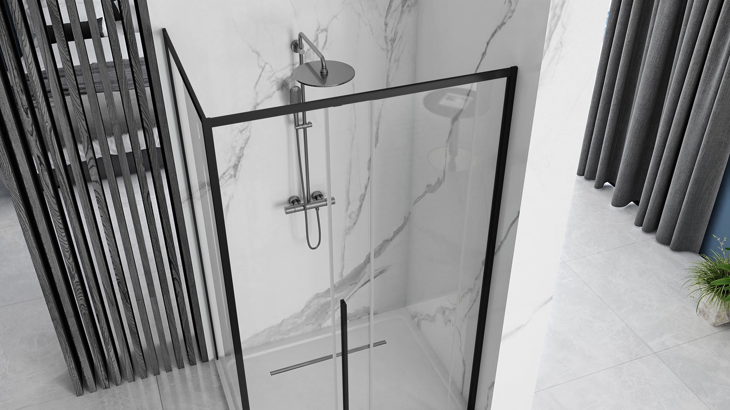 Cabina De Dus Solar Black Mat 100x80cm cu cadita Savoy black 4