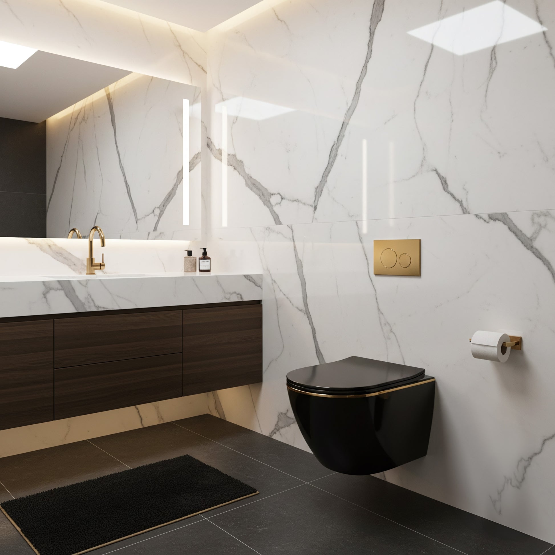 Vas Wc Suspendabil Rea Carlo Mini Tornado Black Gold Egde  6