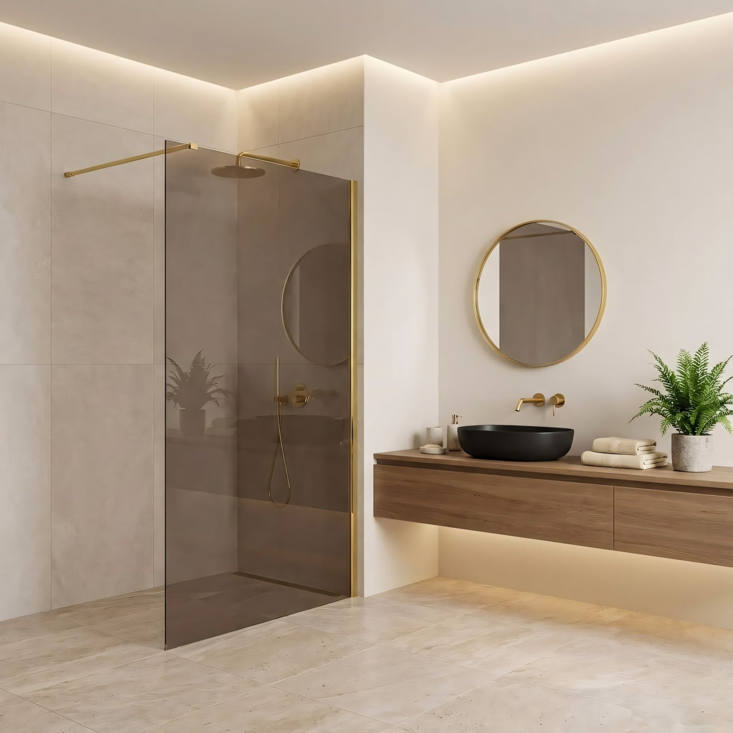 Paravan de dus Rea Flexi Brown / Gold 130  2