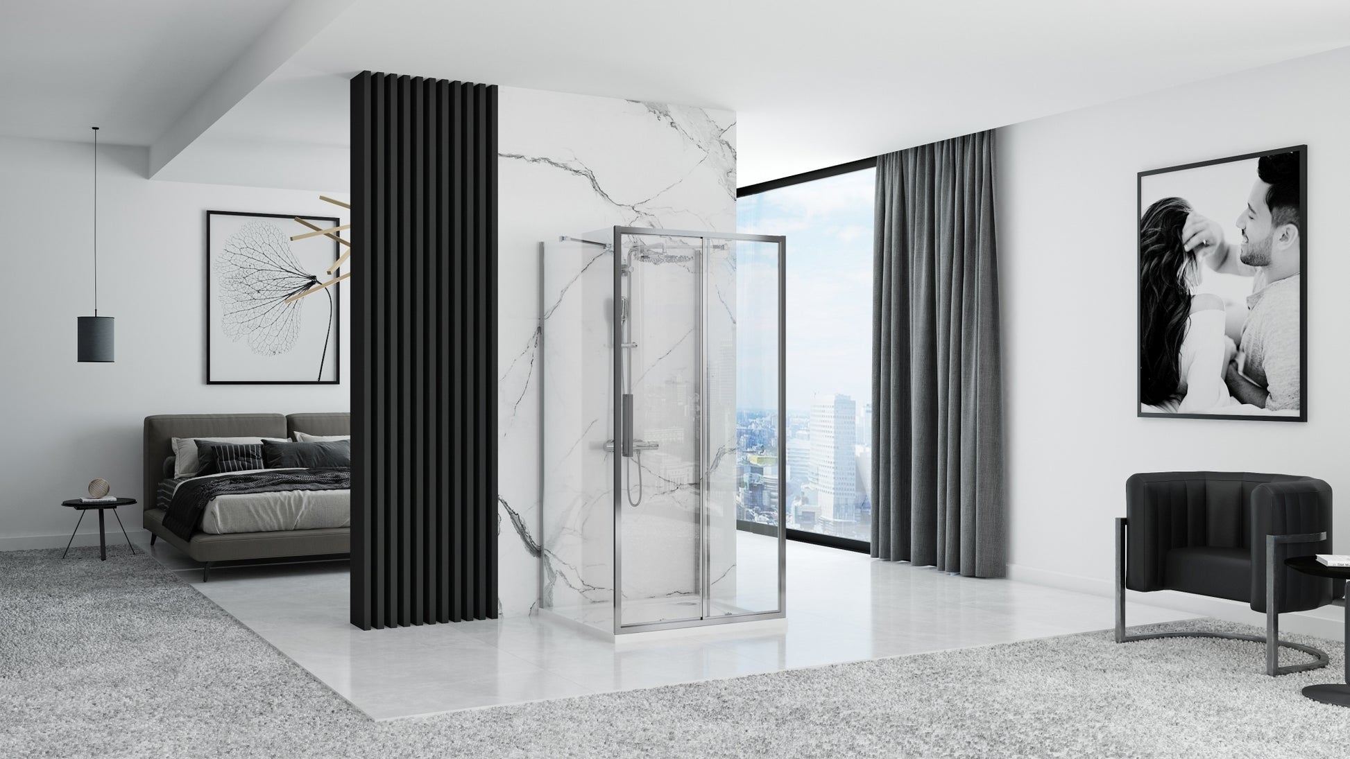 Cabina dus REA Rapid Slide Chrome Usa: 120 Perete: 80 5