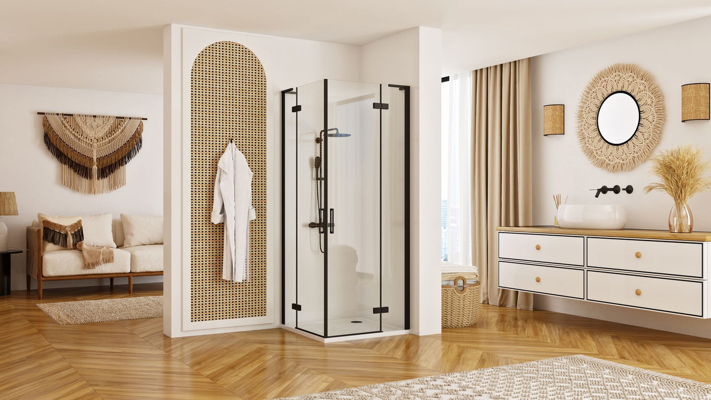 Cabina dus REA Hugo Double Black 80x80  2