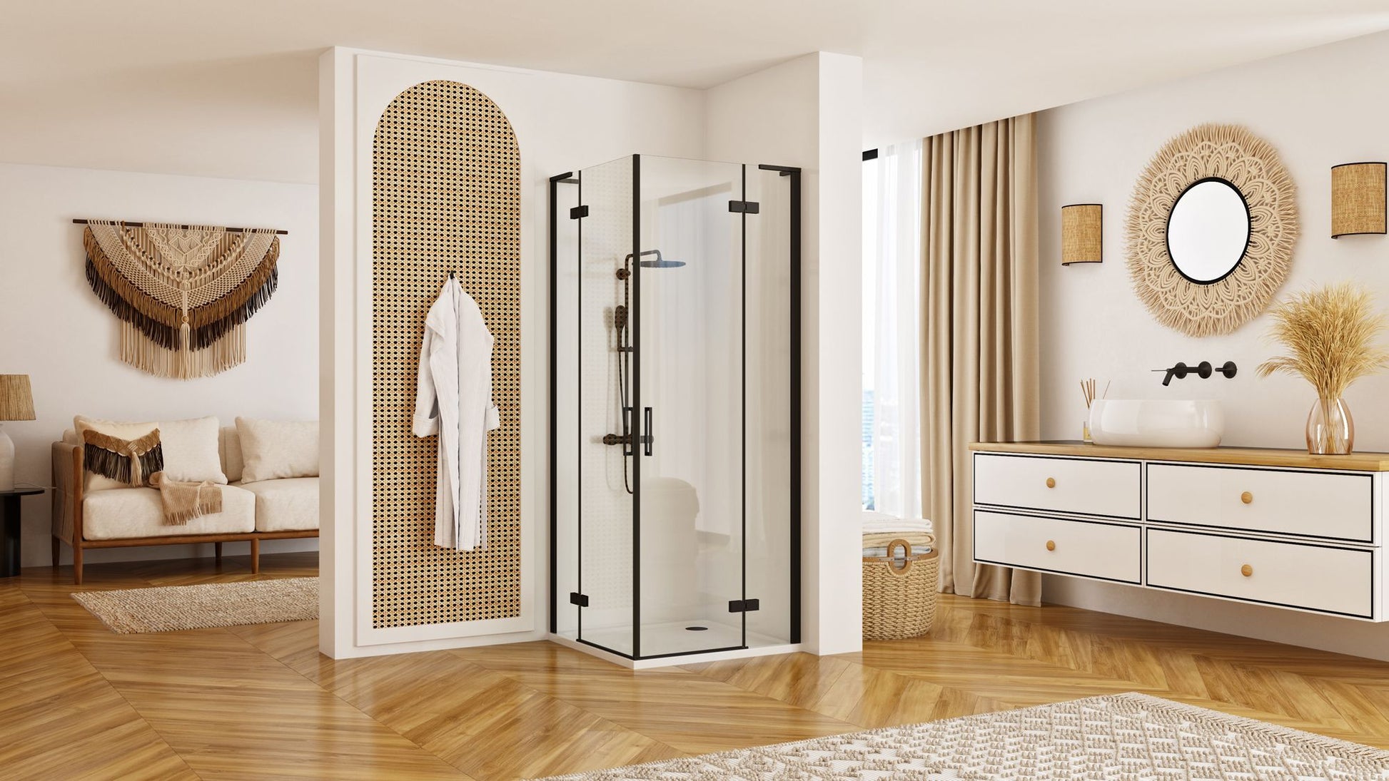 Cabina dus REA Hugo Double Black 80x80  2