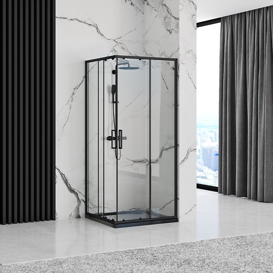 Cabina de dus Rea Punto negru 80x80 cm cu cadita Savoy black 2