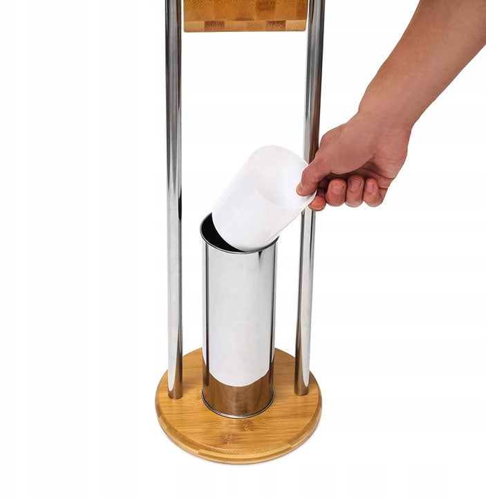 Suport De Toalete Bambus Pentru Hârtie De Toaletă Și Perie 390228 Bamboo  3