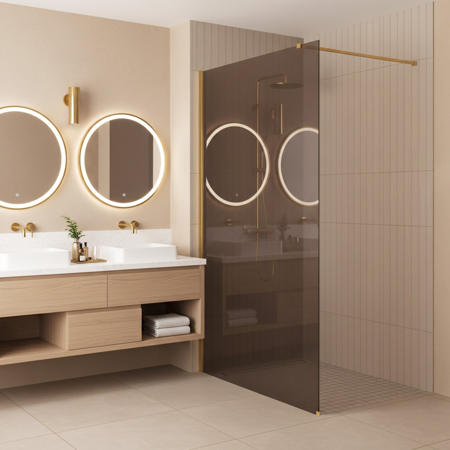 Paravan de dus Rea Flexi Brown / Gold 90  3