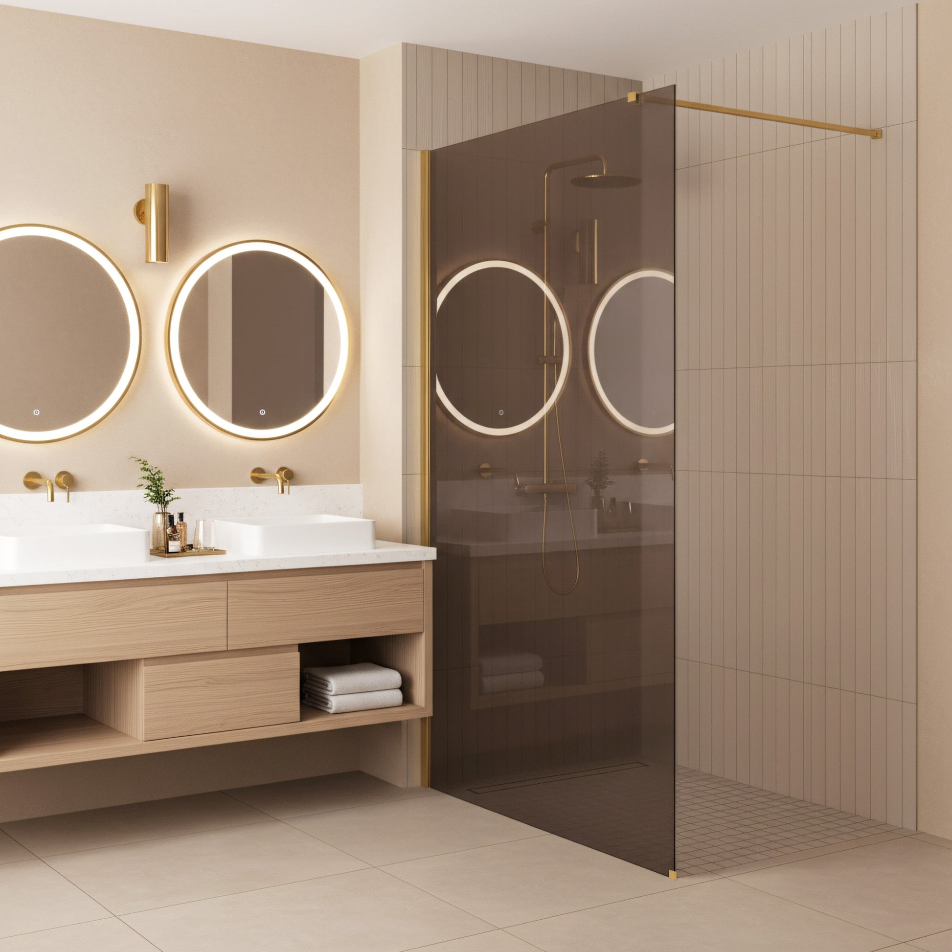 Paravan de dus Rea Flexi Brown / Gold 90  3