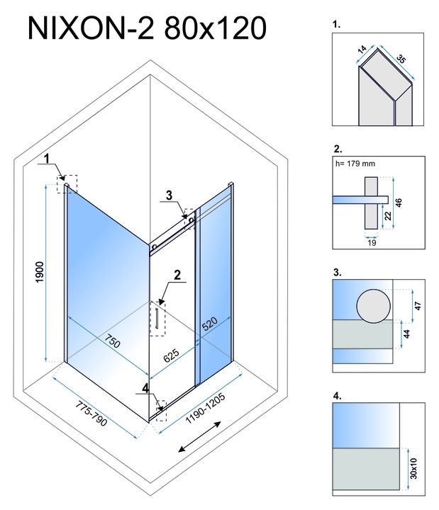 Cabina de dus Rea Nixon 120x80 stanga 7