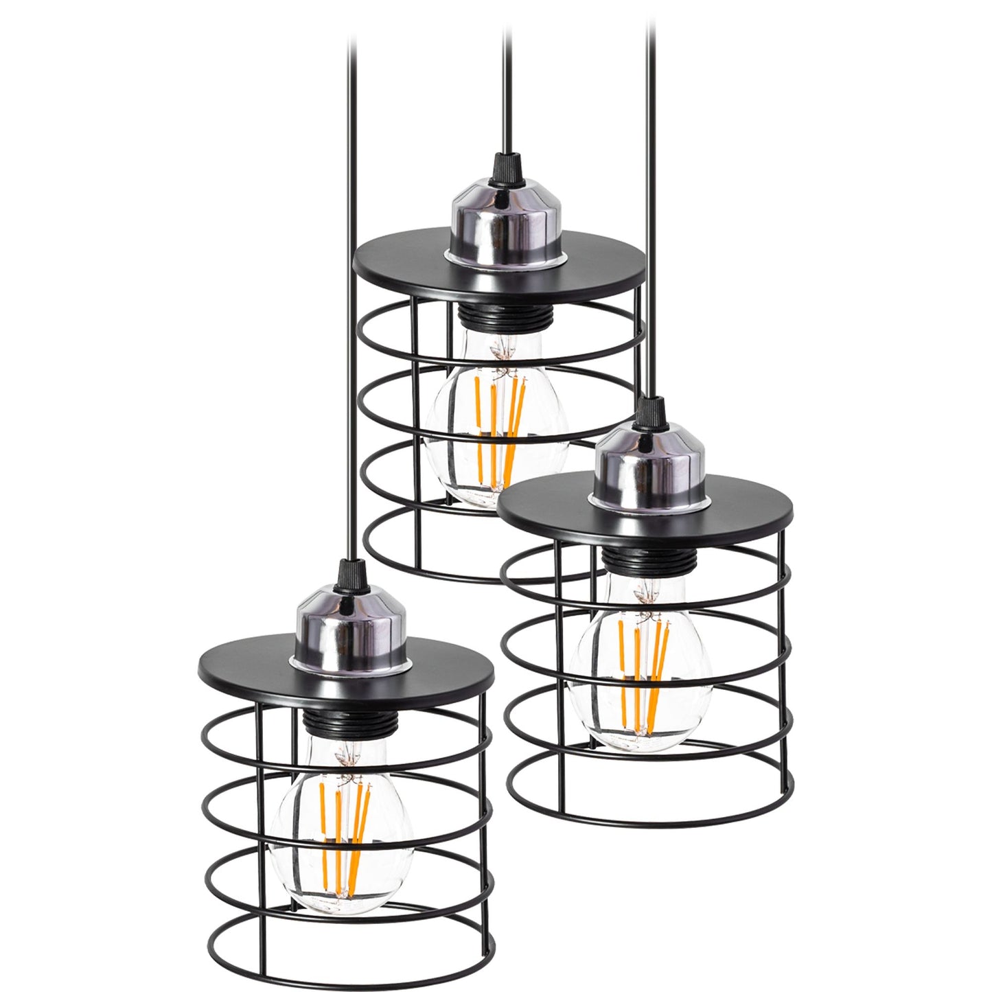 Lampă De Tavan Suspendată Triple Metal Loft Negru 392204  7