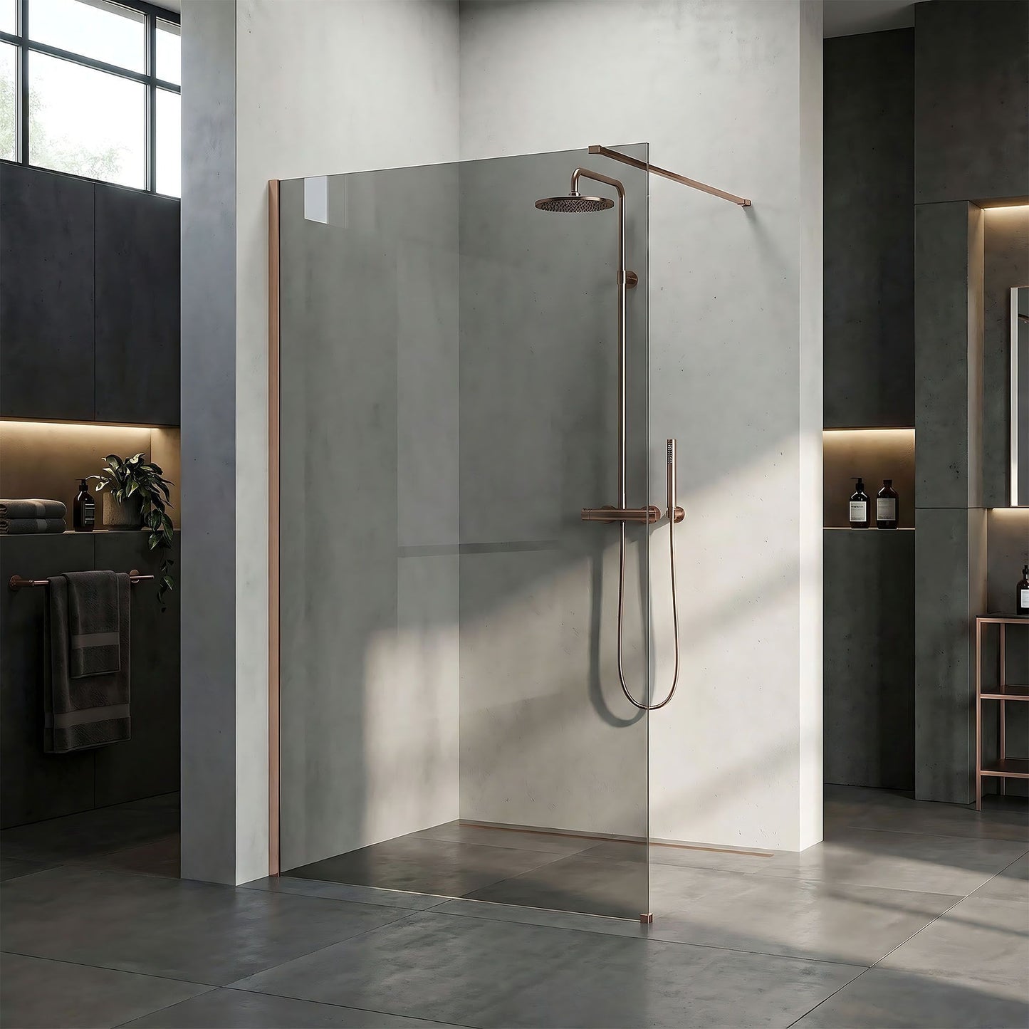 Paravan de dus Rea Flexi Grey / Brush Copper 140  3