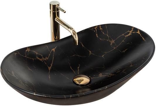 Lavoar pentru blat Rea Royal 60 Black Marble Mat 1