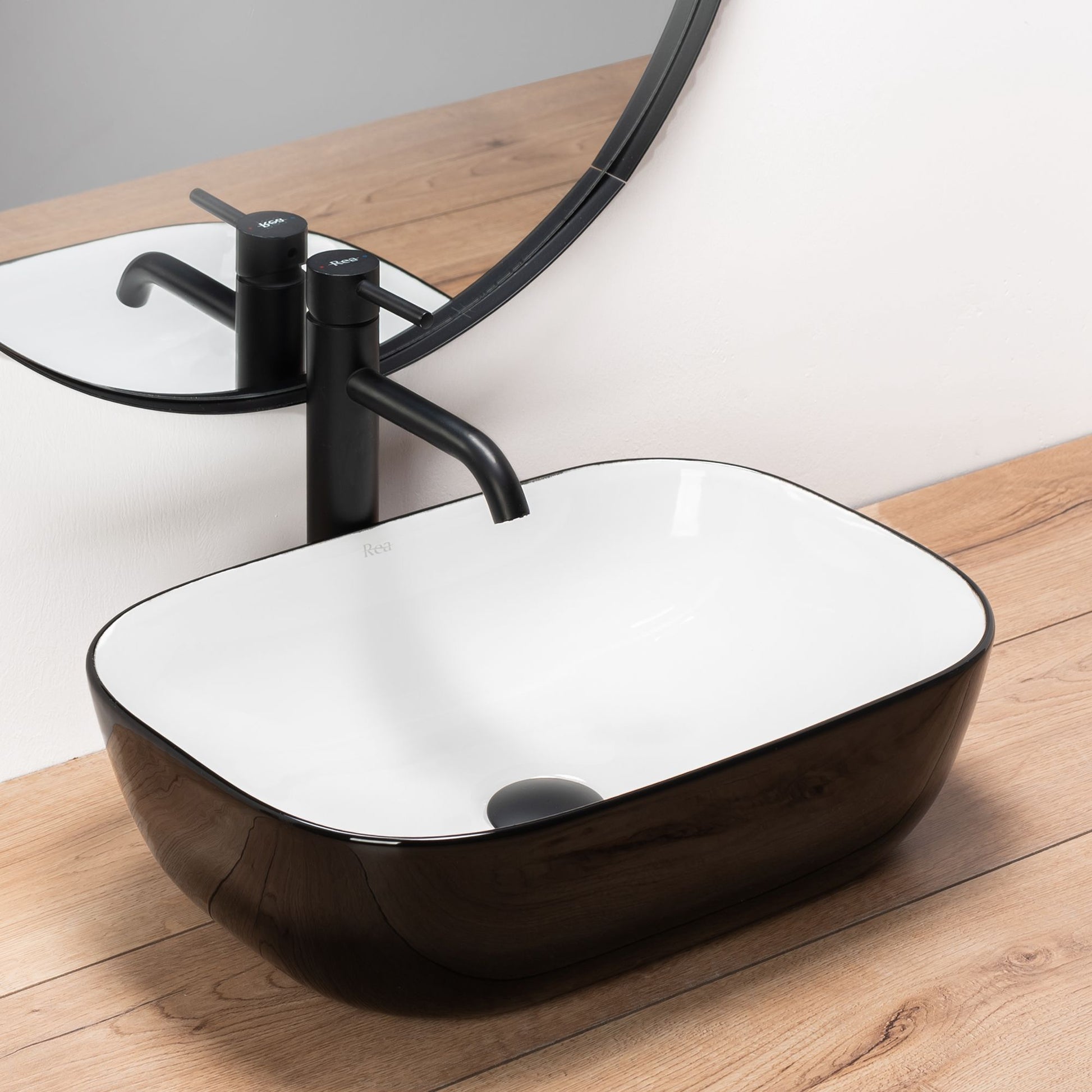 Lavoar pentru blat Rea Belinda Alb Negru White Black 5