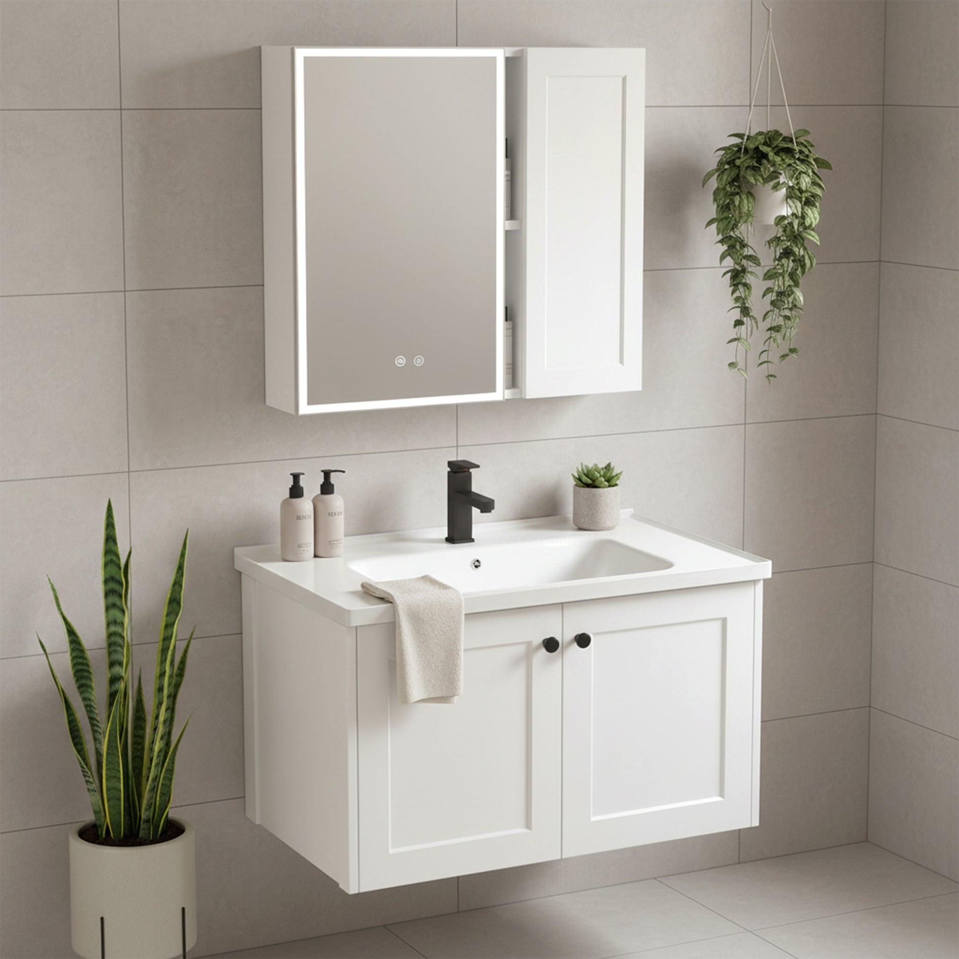 Set mobilier de baie cu lavoar Monti 60cm White  3