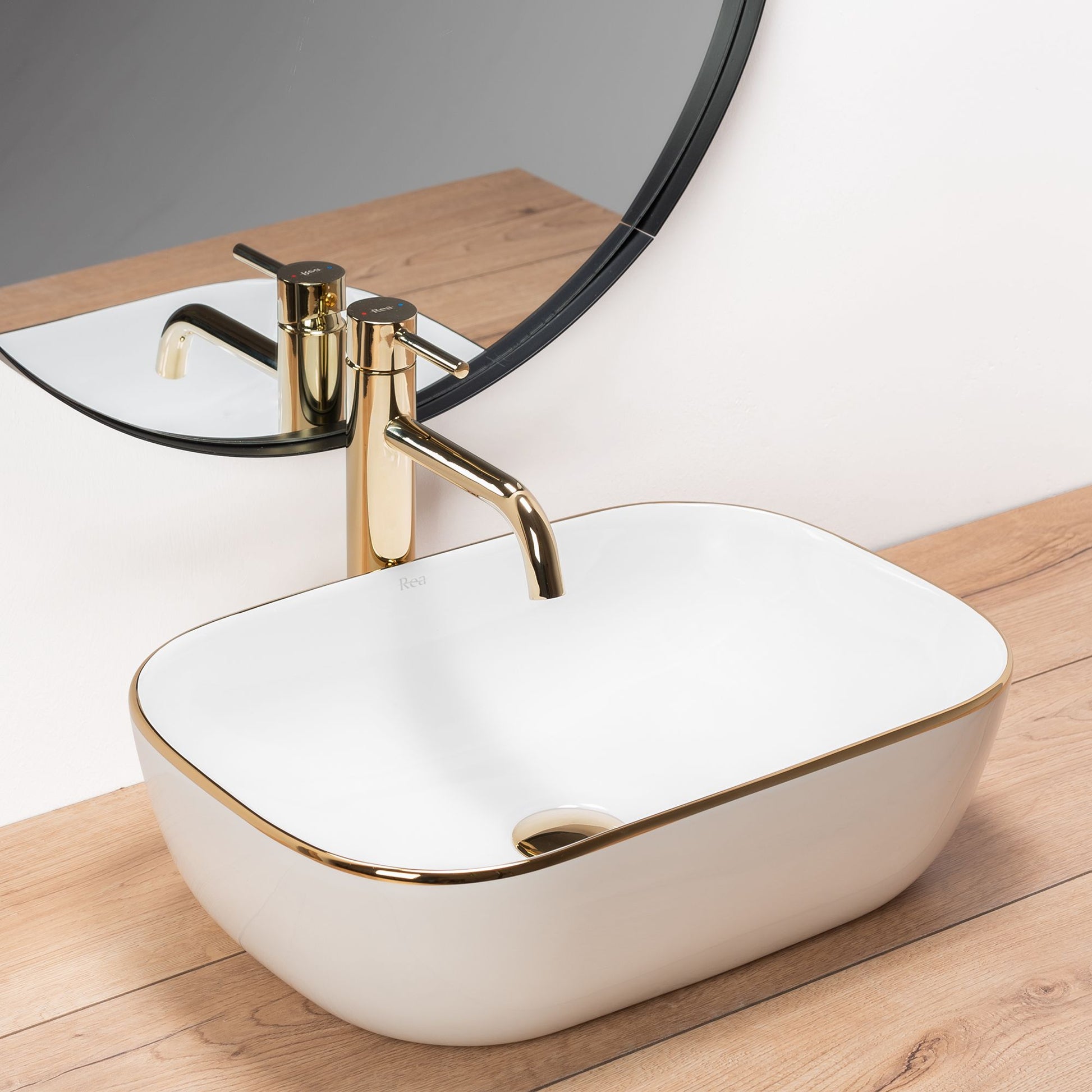 Lavoar pentru blat Rea Belinda Auriu Gold Edge 2
