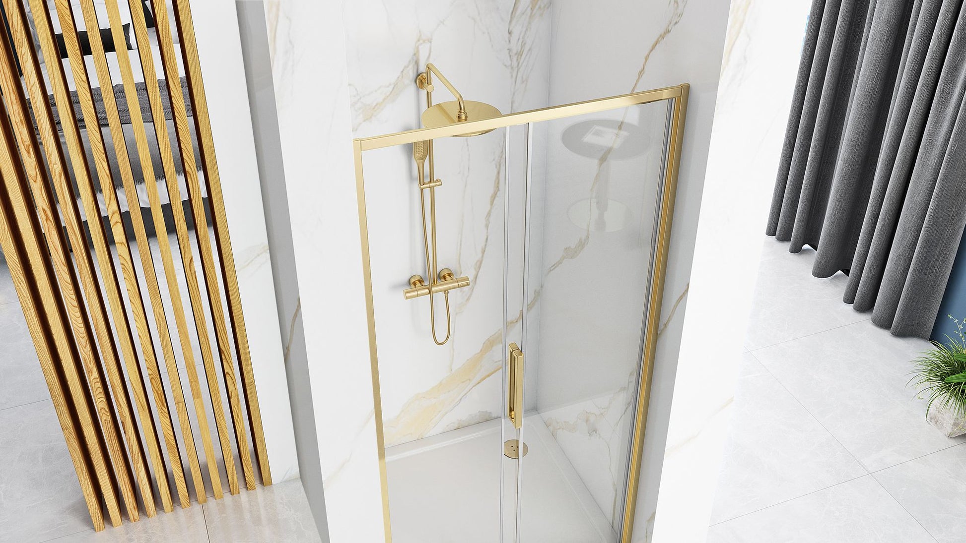 Ușă de duș culisanta REA Rapid Slide 120 Gold  4