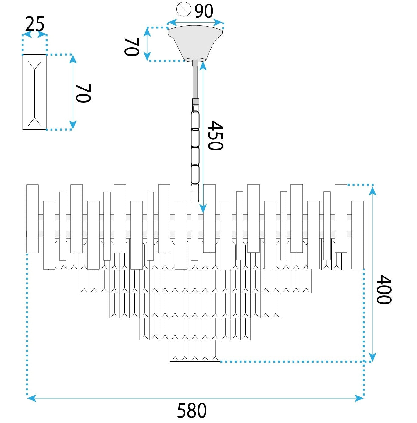 Lampă Suspendată Cristal G052-cp 60cm Gold  6