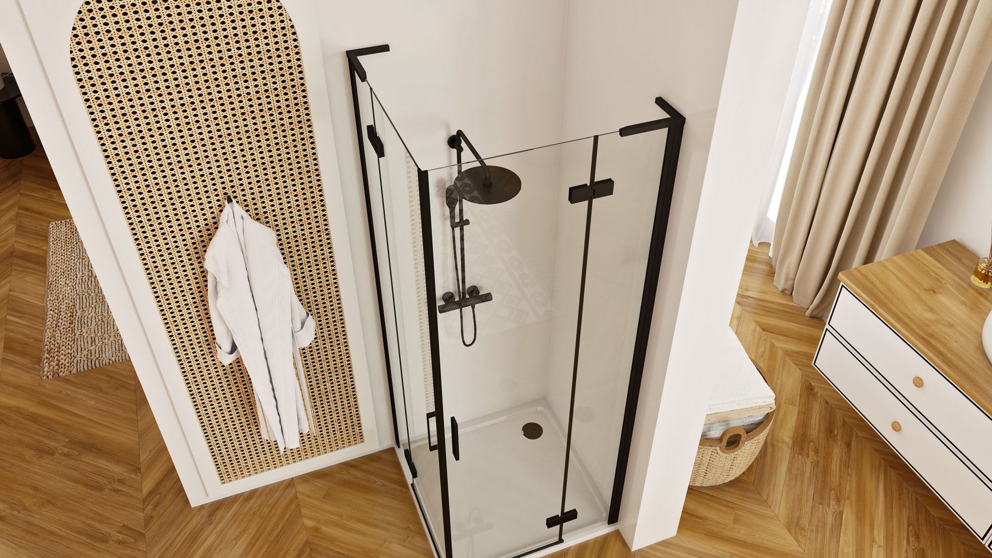 Cabina dus REA Hugo Double Black 80x80  5