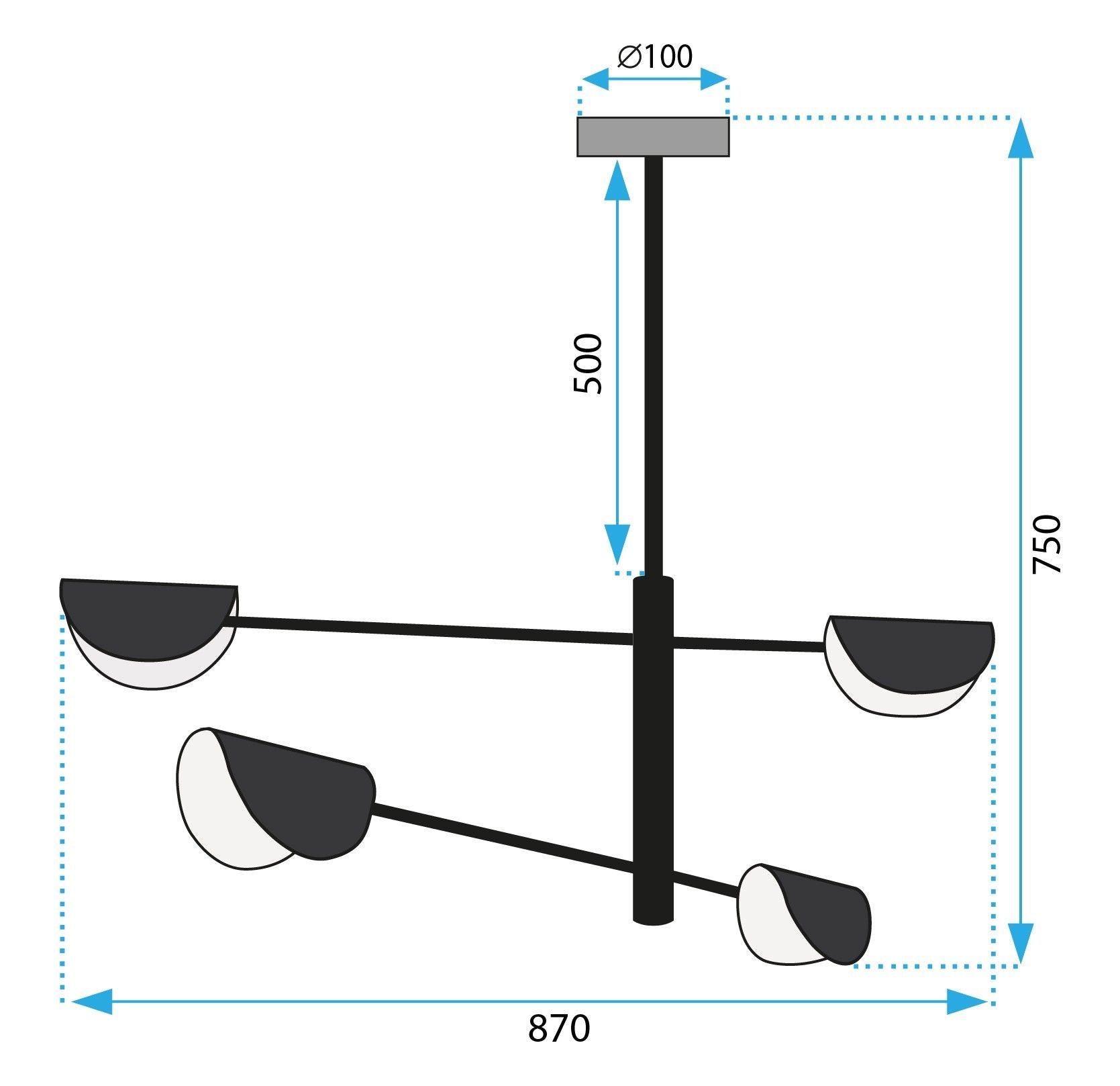 Lampă de tavan APP1260-4CP BLACK  6