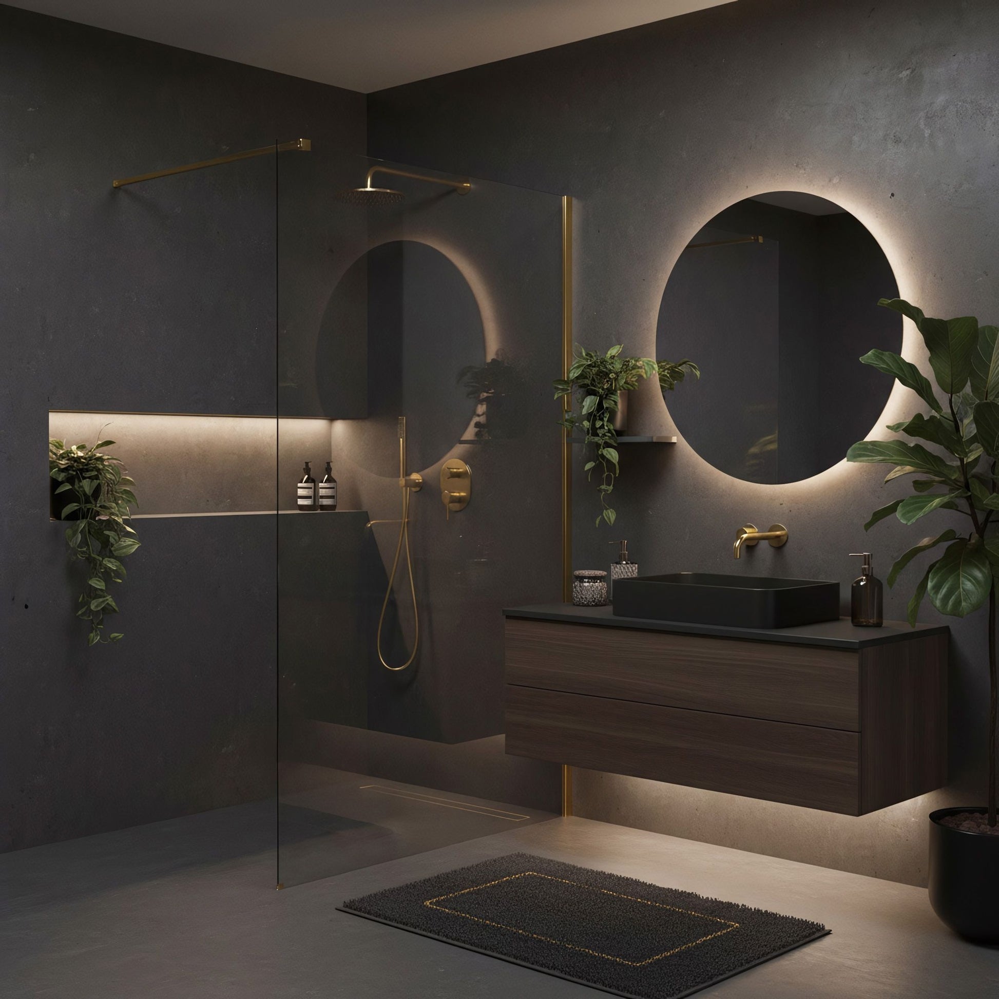 Paravan De Dus Rea Flexi Transparent / Brush Gold 100  5