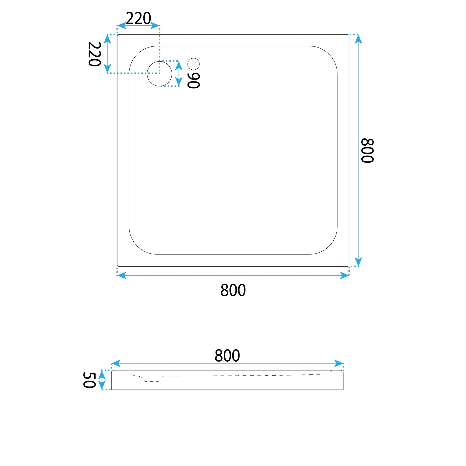 Cada Pentru Dus Din Acril Rea Belmond White 80x80  5