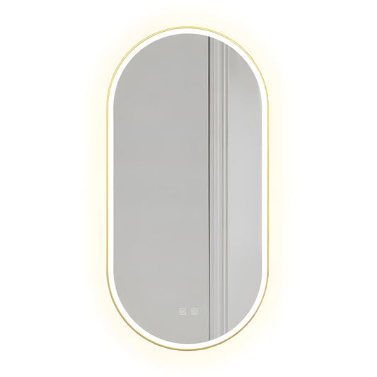 Oglindă LED OVL 50x100cm Brush Gold  1