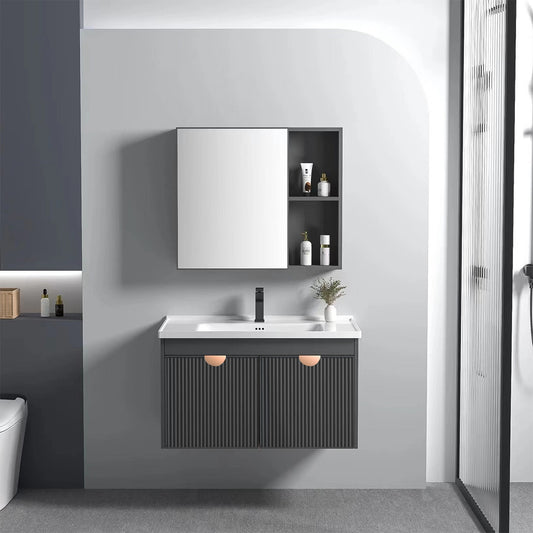 Set Mobilier De Baie Cu Lavoar Mario 60cm Grey  1