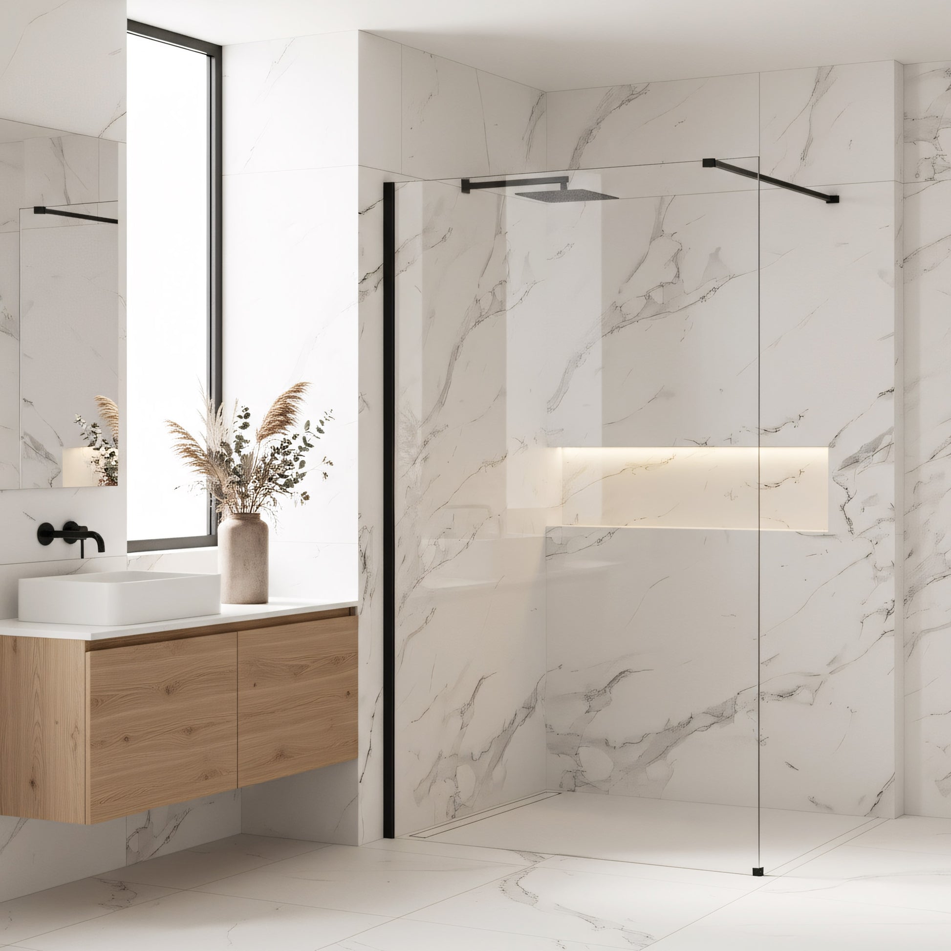 Paravan De Dus Rea Flexi Transparent / Black 140  2