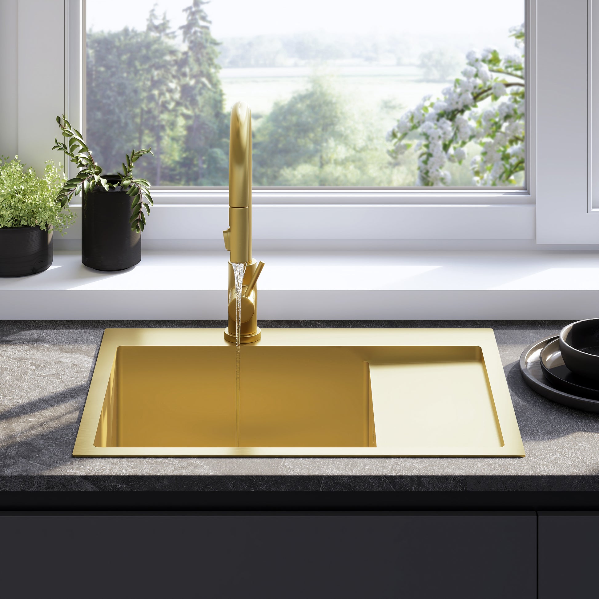 Chiuvetă inox Fin BRUSH GOLD fără robinet de bucătărie 4