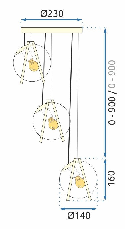 Lampa APP1091-3CP Gold  8