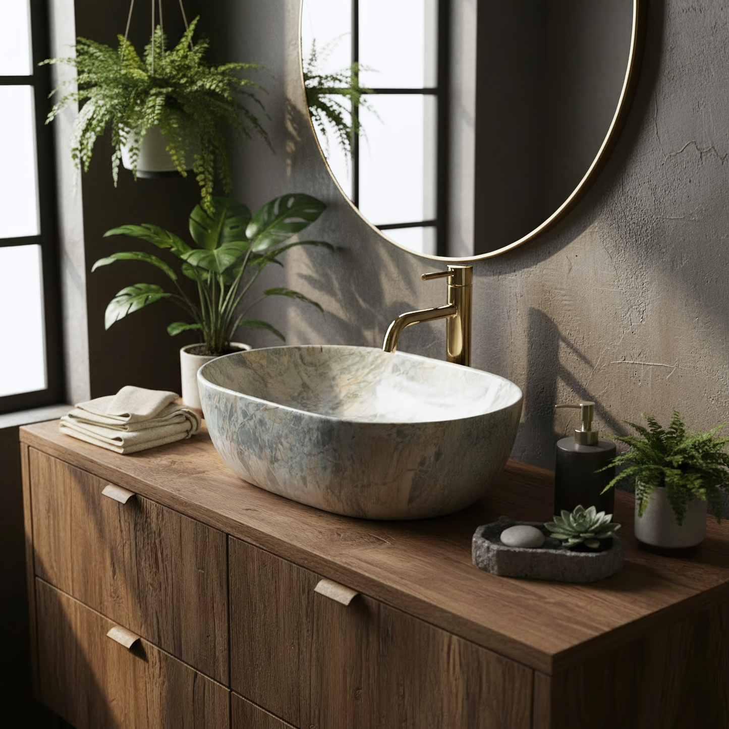 Lavoar pentru blat Rea Amelia Ruststone 48  6