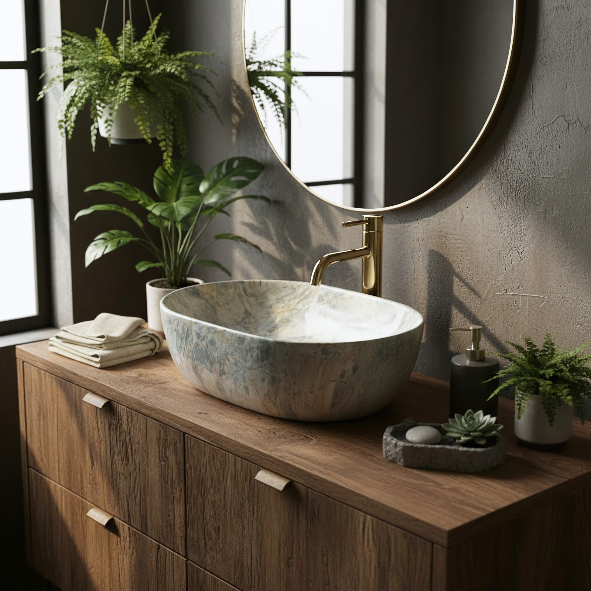 Lavoar pentru blat Rea Amelia Ruststone 48  6