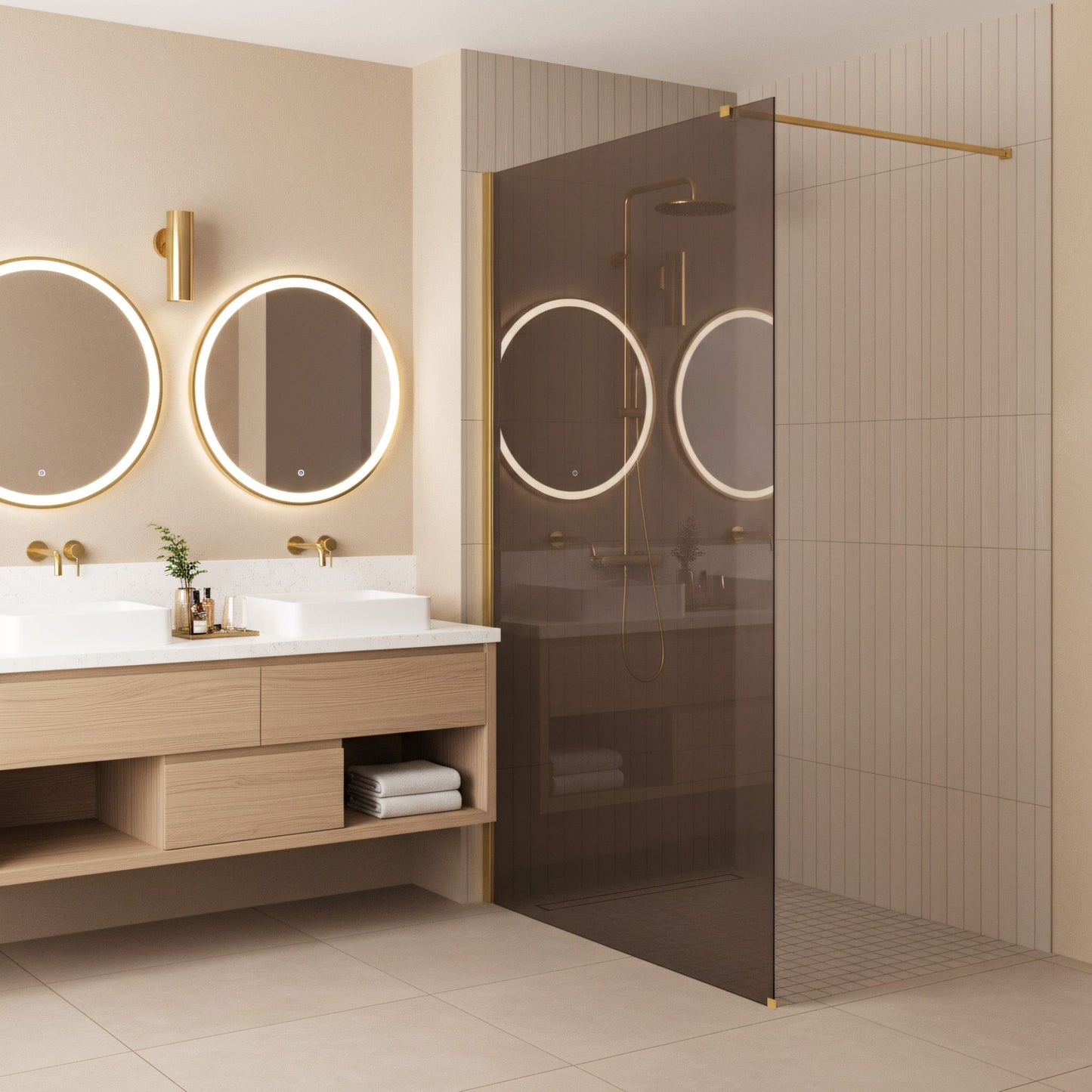 Paravan de dus Rea Flexi Brown / Gold 140  5
