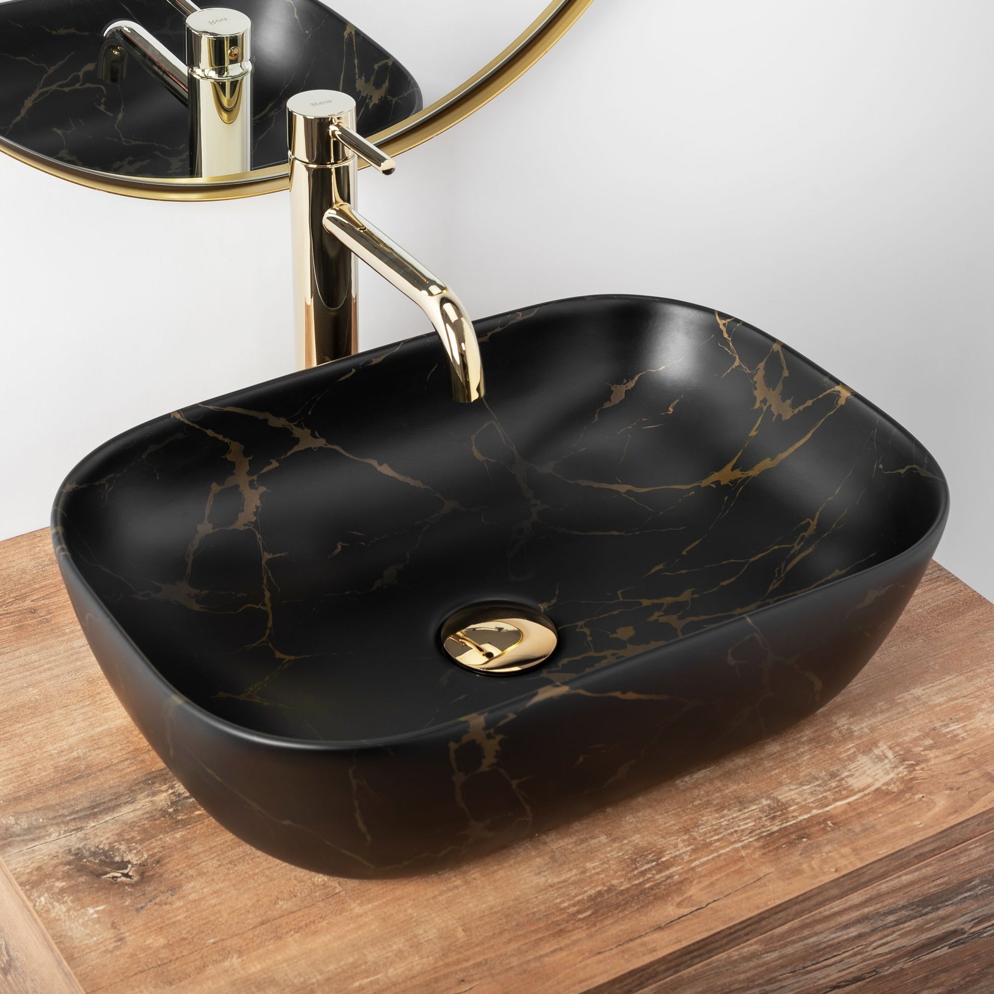 Lavoar pentru blat Rea Belinda Black Marble Mat 5