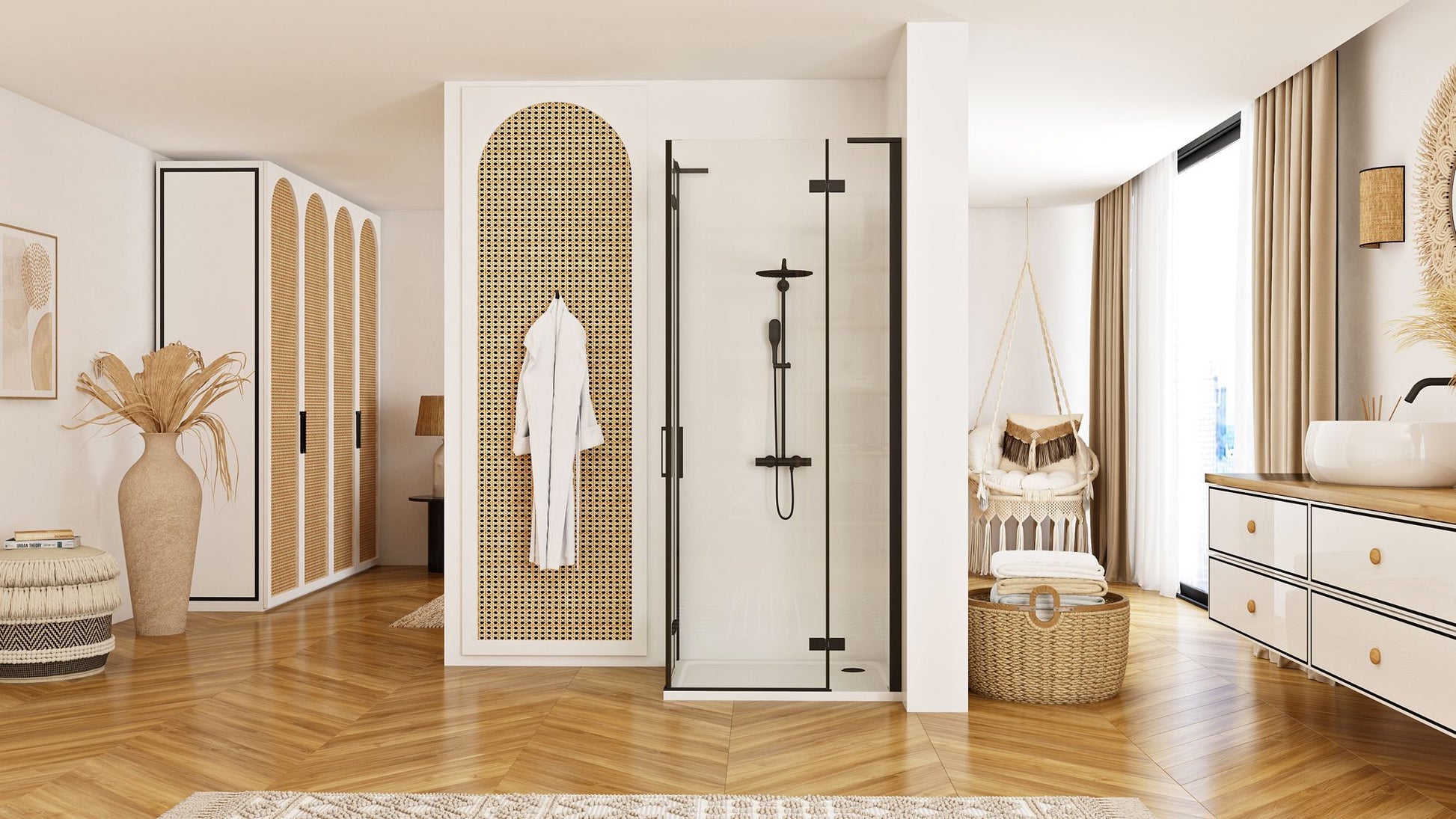 Cabina dus REA Hugo Double Black 80x80  4