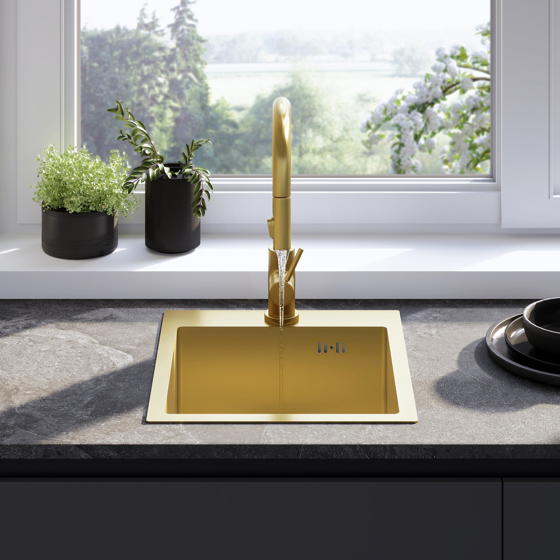 Chiuvetă inox Leo 40 BRUSH GOLD fără robinet de bucătărie 3