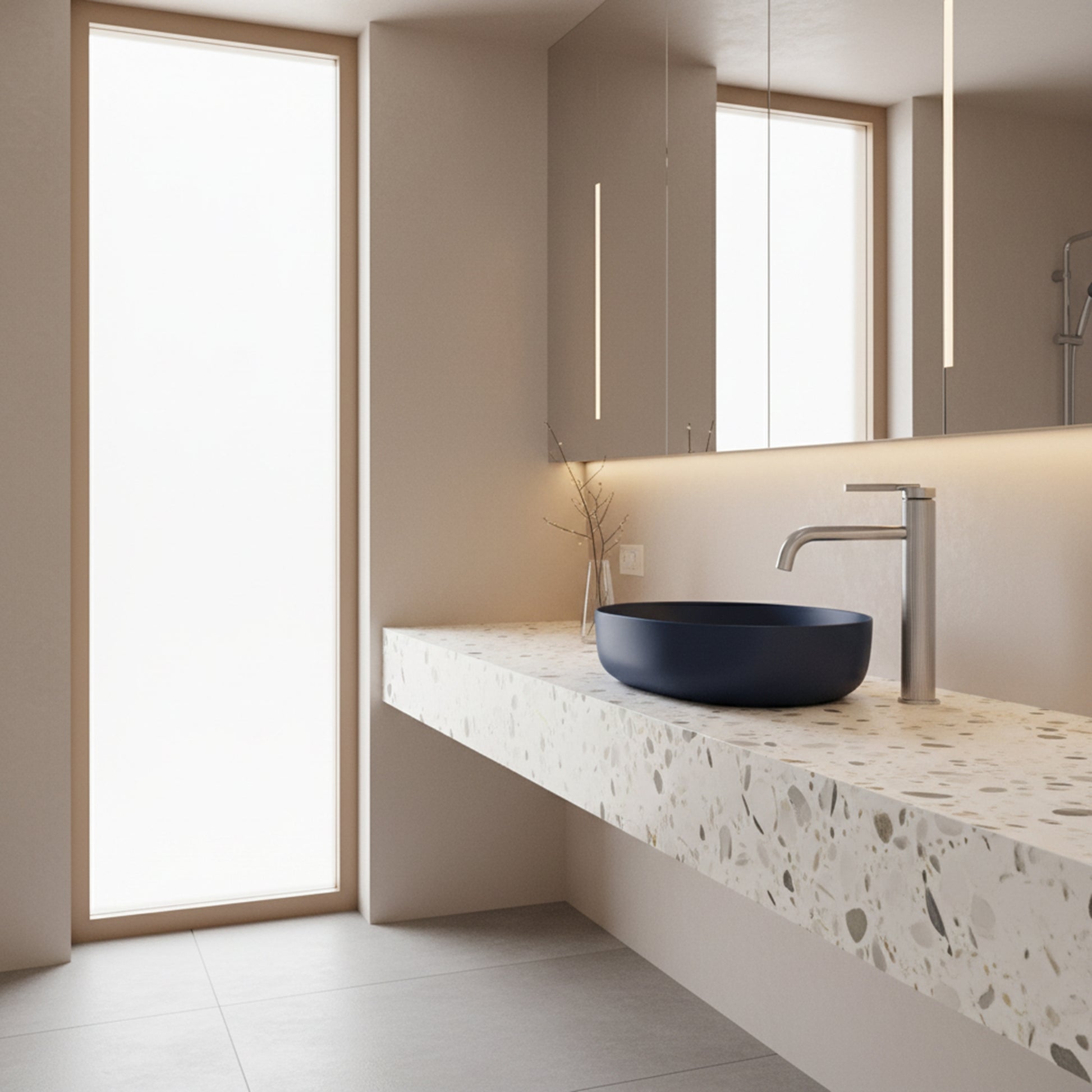 Baterie Pentru Baie Rea Argon Brush Nickel High  6