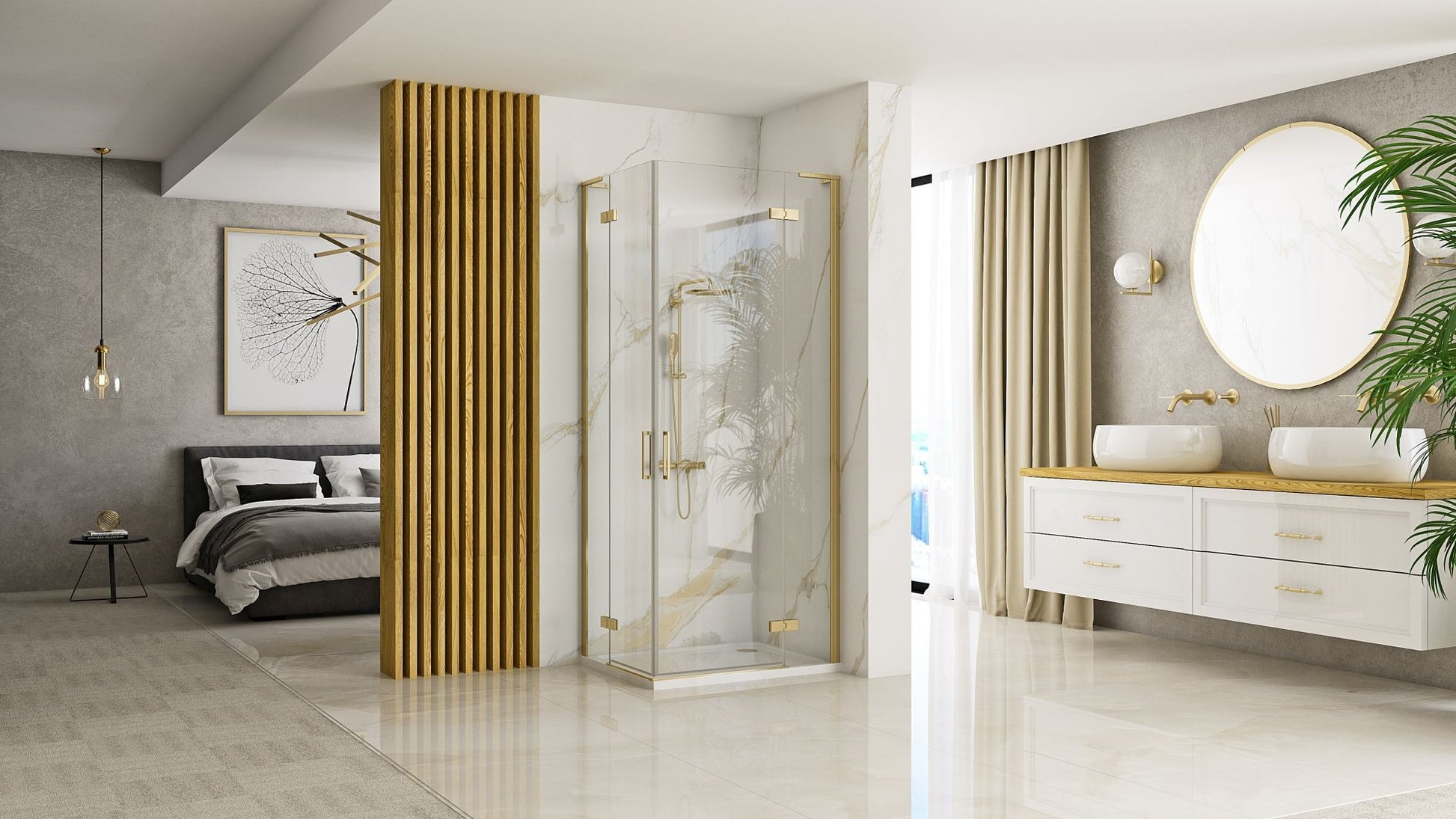 Cabina dus REA Hugo 90x100 Gold Brush  2