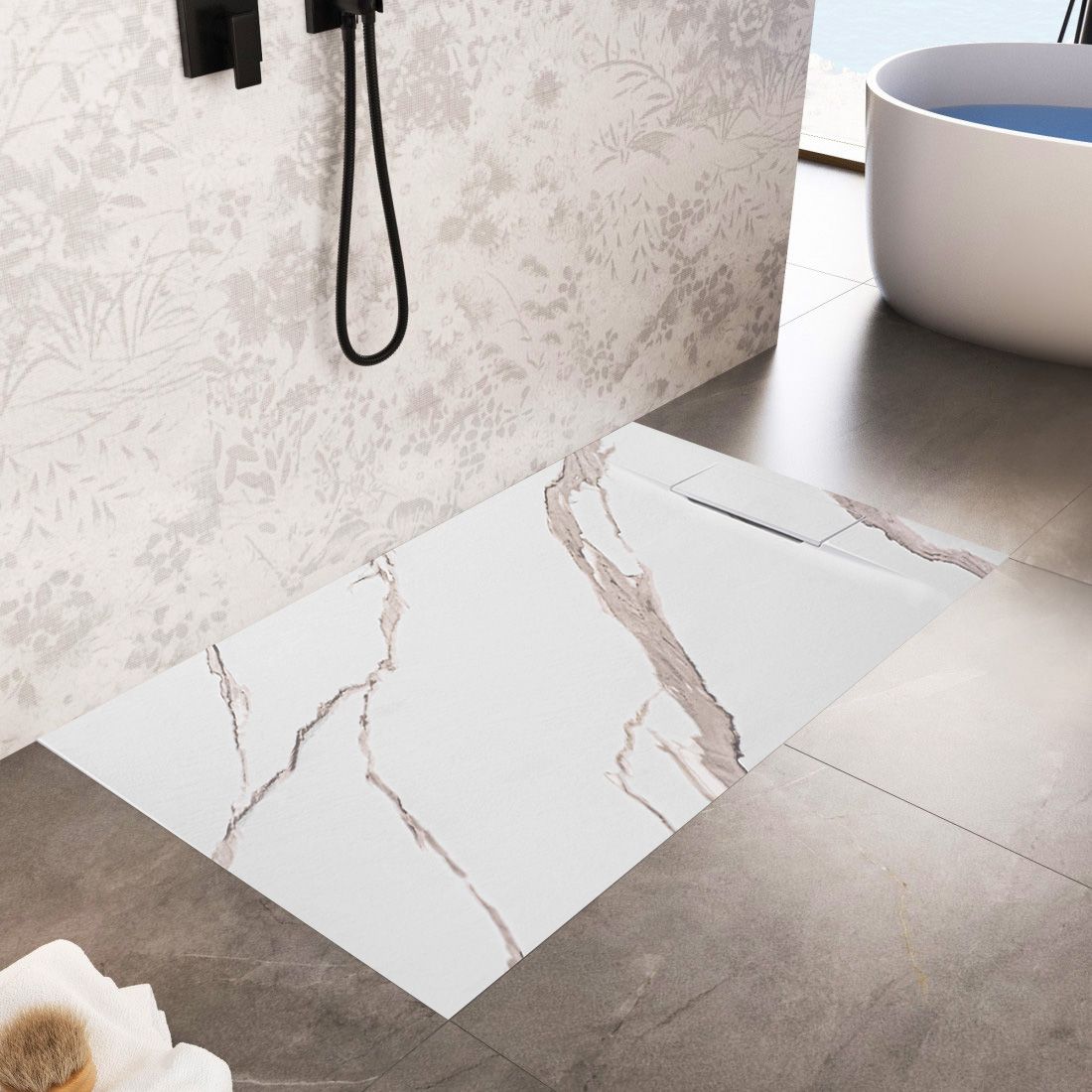 Cada de duș Bazalt CARRARA WHITE 80x100  7