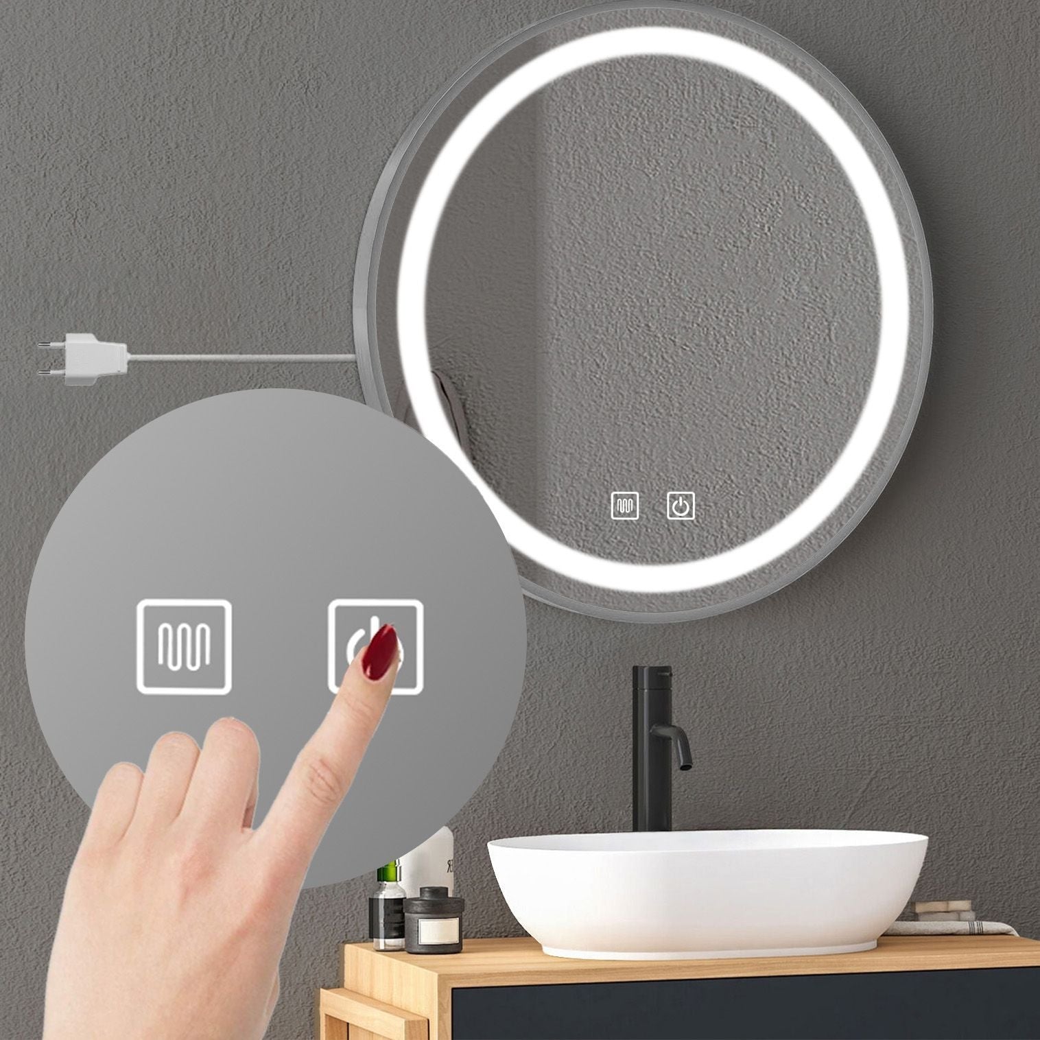 Oglindă LED 80cm MMJ BRUSH SILVER  5