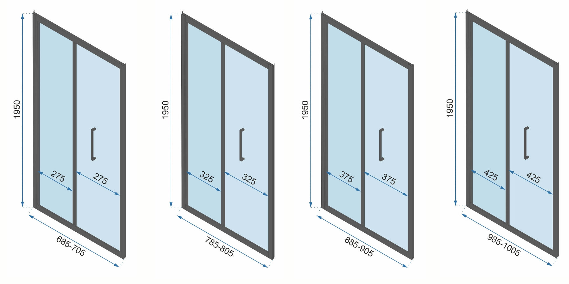 Cabina de dus de perete Rapid Fold Usa:100 x Perete:100 20