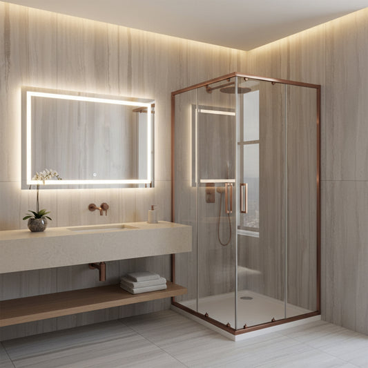 Cabina de dus Rea City 90x90 Brush Copper fara cadita 1