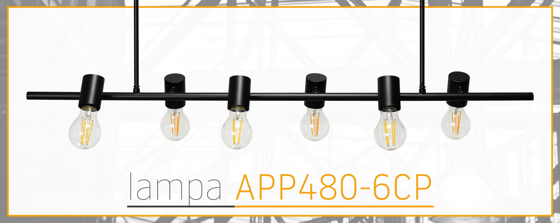Lampă De Tavan Din Metal, Negru Industrial APP480-6CP  5
