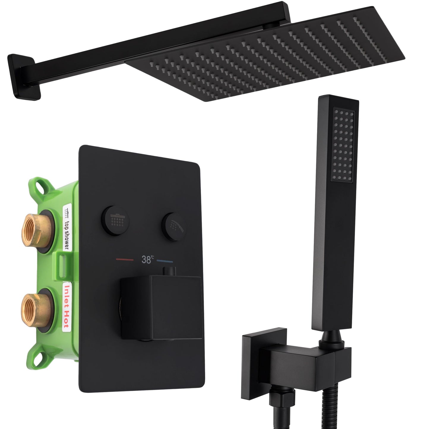 Set de duș incastrat Rea FENIX DAVIS NEGRU + BOX  1